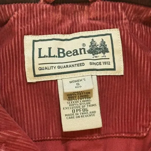 Rare Womens Small Red L.L.Bean corduroy chore jacket with embroidered Pheasants - Picture 2 of 7